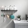 ZTBH Bathroom Divider Bathroom Gray Shelf, with Towel Bar Corner Shelves, Rack Hook Holder Bathroom Hardware Sets (Color : 40cm with bar) view 3