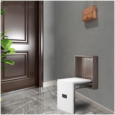 Folding Stools Solid Wood Shoe Stool,Wall Mounted Folding Shower Seat, Home Entryway Shoe Changing Stool Bench, for Balconies/Porch Wall Seat(Size:Style 4)