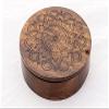 Will and Weaves Wooden Round Spice Box 8" inch Masala Box Engraved flower design Revolving lid 8 Compartments Spice Rack Brown view 1