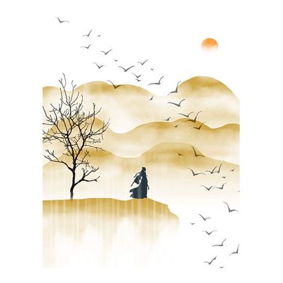 GIBZ Japanese Noren Doorway Curtain Landscape Pattern Cotton Linen Long Door Tapestry for Home Decoration