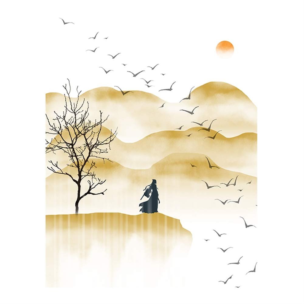 GIBZ Japanese Noren Doorway Curtain Landscape Pattern Cotton Linen Long Door Tapestry for Home Decoration