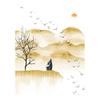 GIBZ Japanese Noren Doorway Curtain Landscape Pattern Cotton Linen Long Door Tapestry for Home Decoration view 1