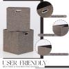 Fboxac Cube Storage Bins 1313 Linen Foldable Box with Handles, Collapsible Organization Basket Set of 4 Large Capacity Drawer for Closet Shelf Cabinet Bookcase Bedroom, Coffee view 2