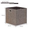 Fboxac Cube Storage Bins 1313 Linen Foldable Box with Handles, Collapsible Organization Basket Set of 4 Large Capacity Drawer for Closet Shelf Cabinet Bookcase Bedroom, Coffee view 3