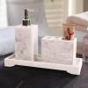 Crysdaralovebi Nordic Bathroom Set Marble Pattern Resin Washroom Accessories Toothbrush Holder Soap Dispenser Soap Dish Bathroom Tray for Weddi (3pcs Set) view 1