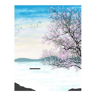 GIBZ Japanese Noren Doorway Curtain Landscape Pattern Cotton Linen Long Door Tapestry for Home Decoration