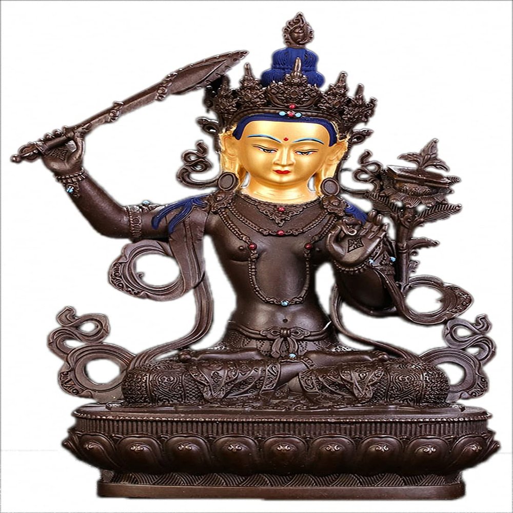 Brass Wisdom Buddha Wenshu Manjushri Bodhisattva Statue (35#)