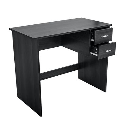 JUBANGLIAN Walnut Computer Desk Modern Office Table with 2 Pull Out Storage Drawers for Home Office Notebook Writing Desk with Stable Wooden Frame,Black