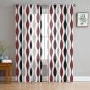 Semi Sheer Curtains 63 inch Length for Living Room,Rod Pocket Voile Drapes Bedroom Decor, Mid-Century Modern Geometric Black Red Gray Pattern Window Curtains 2 Panels for Sliding Glass Door,Patio view 1