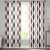Semi Sheer Curtains 63 inch Length for Living Room,Rod Pocket Voile Drapes Bedroom Decor, Mid-Century Modern Geometric Black Red Gray Pattern Window Curtains 2 Panels for Sliding Glass Door,Patio view 2