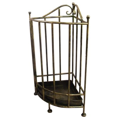 HWLL Corner Metal Umbrella Rack, Small Space Sector Umbrella Holder for Walking Sticks Canes Cue, Entryway Decor Umbrella Storage Stand w/Drip Tray (Color : Bronze)