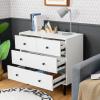 Giantex 4 Drawer Storage Cabinet with Spacious Drawers & Metal Handles, Sturdy Wooden Storage Organizer Unit for Living Room,Hallway, Office Floor Cabinet (White) view 3