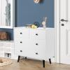 Giantex 4 Drawer Storage Cabinet with Spacious Drawers & Metal Handles, Sturdy Wooden Storage Organizer Unit for Living Room,Hallway, Office Floor Cabinet (White) view 4