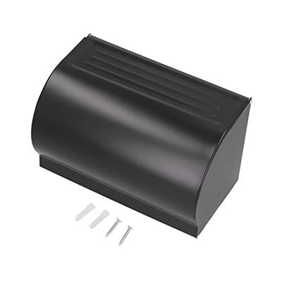 Garosa Commercial Toilet Paper Dispenser Wall Mounted Waterproof Paper Holder Tissue Box with Lid for Kitchen Bathroom Aluminum Alloy Roll Holder(Matte Black)