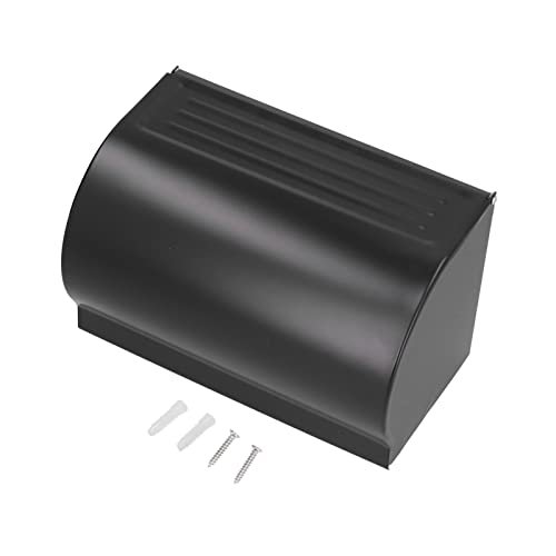 Garosa Commercial Toilet Paper Dispenser Wall Mounted Waterproof Paper Holder Tissue Box with Lid for Kitchen Bathroom Aluminum Alloy Roll Holder(Matte Black)