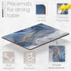Moderry Set of 4 Heat Resistant Cork Placemats for Dining Table with Free Set of 4 Matching Drink Coasters Marble Design 16 x 12 Inches Cork Backed Hard Placemats (Blue & Gold) view 2