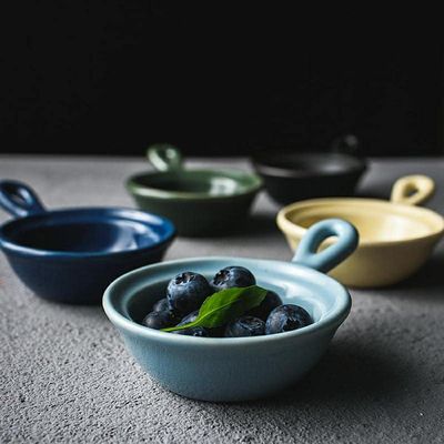 6PCS tableware home small butterfly vinegar sauce saucer saucer saucer small plate daily tableware bone disc-Scrubbed black disc