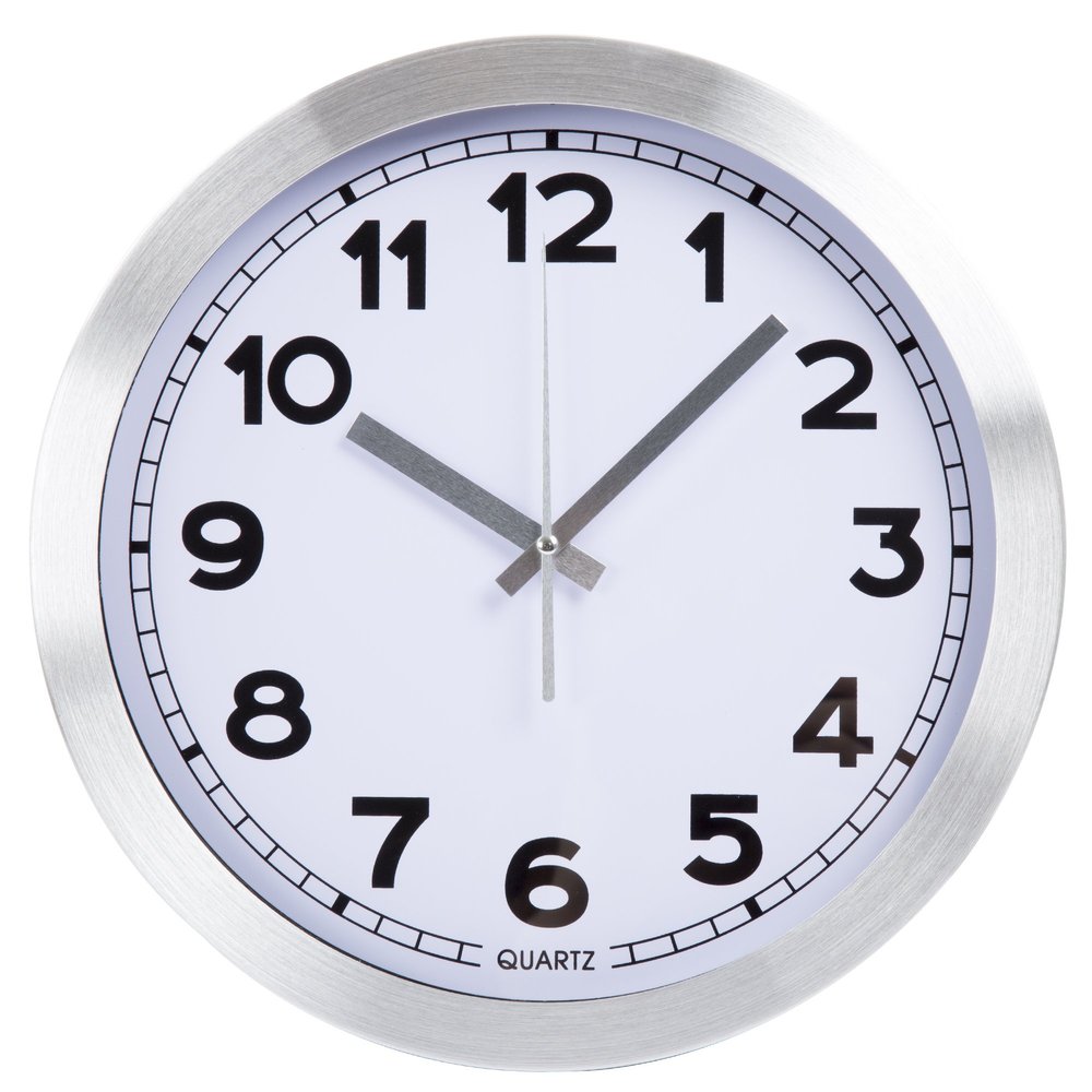 Everyday Home 12 Inch Brushed Aluminum Wall Clock, Silver