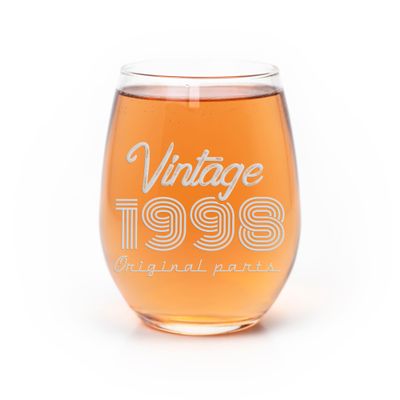 1998 Vintage Original Birthday Stemless Wine Glass - 23Rd Birthday Gift, 23Rd Birthday Glass, Gift For Her, Gift For Friend, Birthday Gift, 23Rd Birthday, Meaningful Gift, Unique Gift