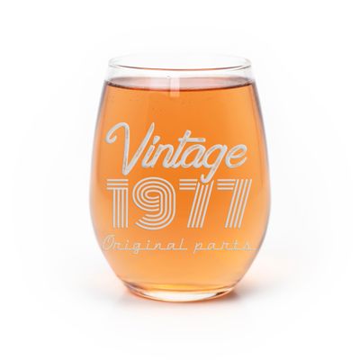 1977 Vintage Original Birthday Stemless Wine Glass - 44Th Birthday Gift, 44Th Birthday Glass, Gift For Her, Gift For Friend, Birthday Gift, 44Th Birthday, Meaningful Gift, Unique Gift