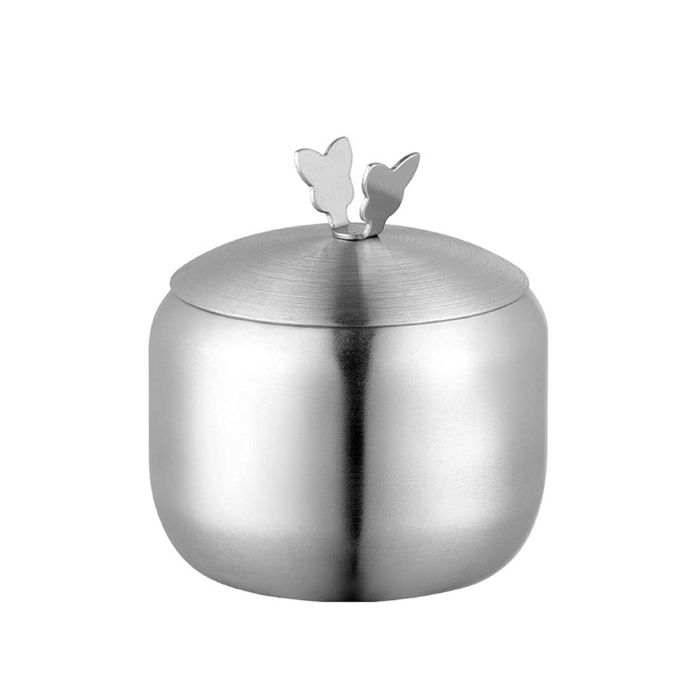 seasoning box Spice Jar Stainless Steel Spice Bottle Kitchen Spoon Seasoning Box with Lid Gold-toned Material Bowl Very Suitable for Home Use Spice jar (Color : Silver)