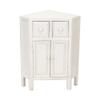Benjara Wooden Corner Cabinet with 2 Drawers and 2 Doors, White view 1