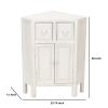 Benjara Wooden Corner Cabinet with 2 Drawers and 2 Doors, White view 3