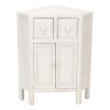 Benjara Wooden Corner Cabinet with 2 Drawers and 2 Doors, White view 4