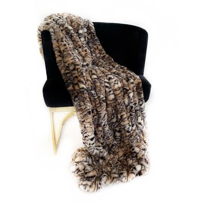 Plutus Natural Leopard Sharpei Faux Fur Luxury Throw Blanket 96in x 110in