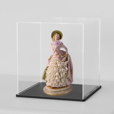 CRMPro Acrylic Display Case with Black Base, 9 Inch Cube Box for Display, Simple Self-Assembly Countertop Box with Lip for Collectibles, Toys, Home Organization (8x8x9.6 inch)