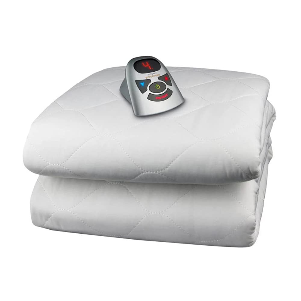 Biddeford Blankets 6 Ounce Quilted Electric Heated Mattress Pad with Digital Controller, Twin, White