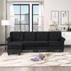4-seat L-Shape Sofa Couch with Movable Storage Ottoman, Modern Upholstered 4-Seat Sofa Couch with Scrolled Arm/Nailhead Trim for Living Room/Apartment/Small Space, Convertible Sectional Sofa view 1