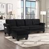 4-seat L-Shape Sofa Couch with Movable Storage Ottoman, Modern Upholstered 4-Seat Sofa Couch with Scrolled Arm/Nailhead Trim for Living Room/Apartment/Small Space, Convertible Sectional Sofa view 3