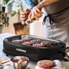 Smokeless Grill Indoor, CUSIMAX Electric Grill, 1500W Portable Korean BBQ Grill with LED Smart Display & Tempered Glass Lid, Non-stick Removable Plate, Dishwasher Safe, Black view 2