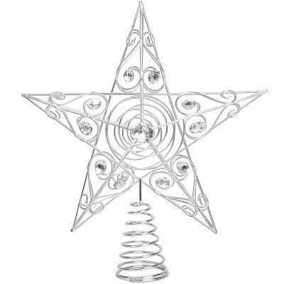 Glitter Metal Star Christmas Tree Topper Christmas Star Tree Topper Tree Topper for Christmas Farmhouse Rustic Tree Topper for Christmas Tree Ornaments Indoor Party Home Decoration 12"(Silver)