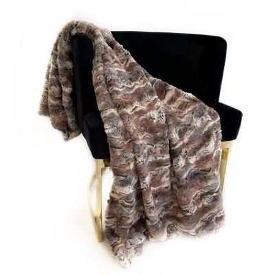 Plutus Brown Wild Rabbit Faux Fur Luxury Throw Blanket 80in x 110in