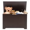 Saturnpower 30 inches Kids Wooden Toy Chest Storage Space with 2 Safety Hinge Modern Decorative Toys Bench Box for Playroom Bedroom Living Room (Brown) view 2