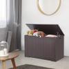 Saturnpower 30 inches Kids Wooden Toy Chest Storage Space with 2 Safety Hinge Modern Decorative Toys Bench Box for Playroom Bedroom Living Room (Brown) view 3