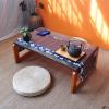 Foldable Coffee Table, Portable Low Picnic Table Wooden Folding Tea/Snack Breakfast Serving Table on Bed Collapsable Small Coffee Desk, 23.6''x 15.7''x 11.8'' view 4