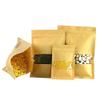 100 Pcs Kraft Paper Food Bag with Zip Lock, Reusable Sealing Bag Pouch with Clear Window for Storing Cookie Dried Food Snack (20x30cm) view 2