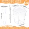 125 Sets 5 oz Clear Plastic Dessert Cups with Lids and Tasting Spoons Disposable Square Dessert Cups Plastic Mini parfait Tumbler Appetizer for Party Weddings Pudding Appetizers Mousse view 2