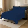 4 Piece Sleeper Sofa Luxury Bed Sheet Set 100% Egyptian Cotton 800 Thread Count Queen Size (60" x 74") Inch Fits Mattresses Up to 5" Drop - Navy Blue Stripe view 1