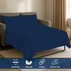 4 Piece Sleeper Sofa Luxury Bed Sheet Set 100% Egyptian Cotton 800 Thread Count Queen Size (60" x 74") Inch Fits Mattresses Up to 5" Drop - Navy Blue Stripe view 3