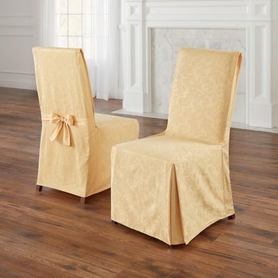 BrylaneHome Damask Set of 2 Chair Covers - Gold