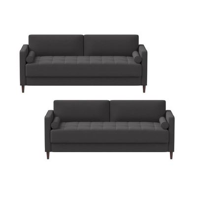 Home Square 2 Piece Fabric Upholstery Sofa Set in Heather Gray