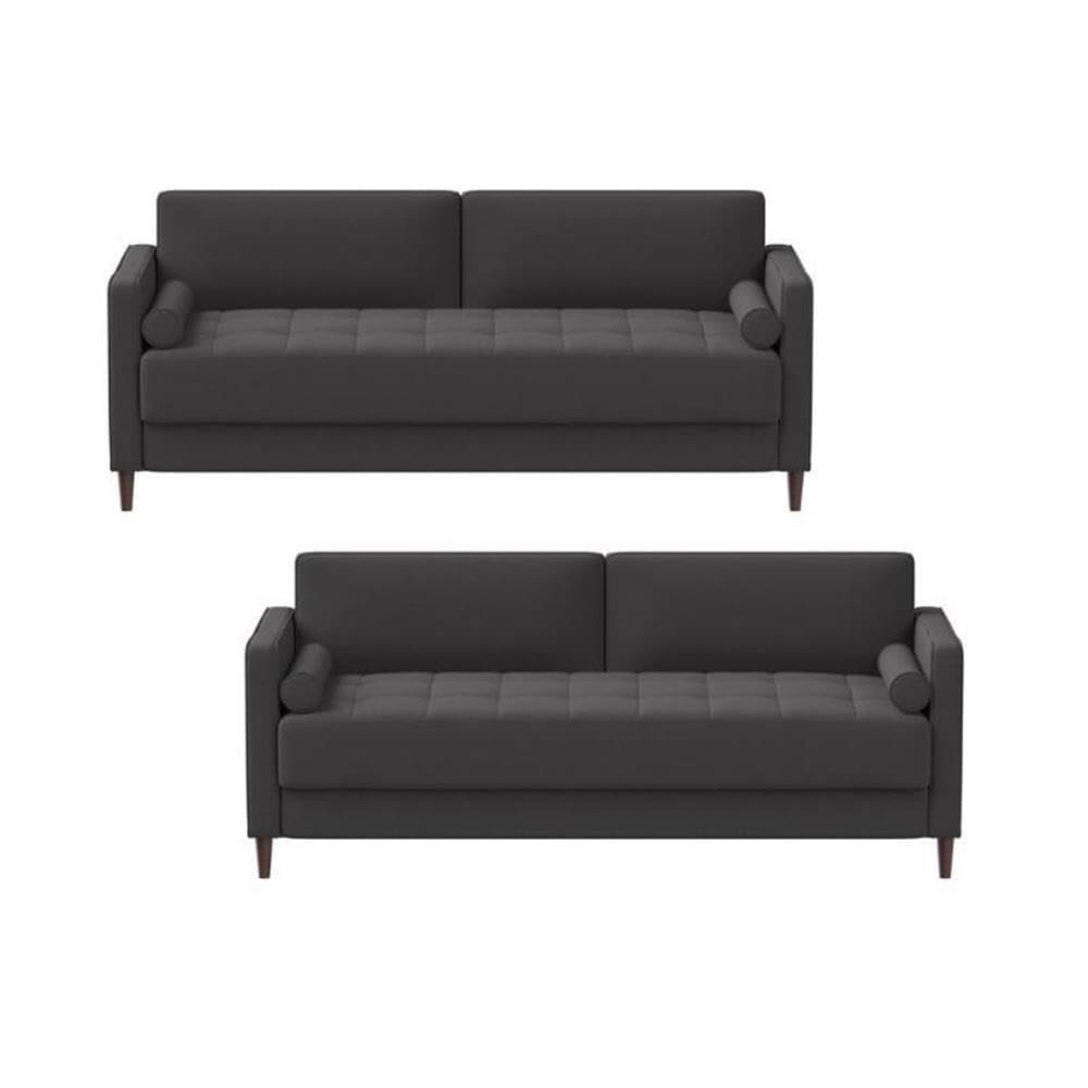 Home Square 2 Piece Fabric Upholstery Sofa Set in Heather Gray