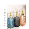 Layboo Concise Vertical Stripe Ceramic Hand Soap Dispenser, Decorative Liquid Soap & Lotion Dispenser Hand Soap Dispenser, for Kitchen or Bathroom Countertops 400ML (Tawny) view 3
