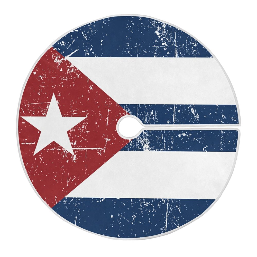 Cuba Cuban Flag Christmas Tree Skirt 47 Inch Christmas Holiday Party Decoration