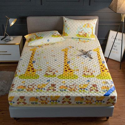 CFYCYHDZHT Bedding Fitted Sheet,Kids Waterproof Quilted Mattress Cover, Solid Color Non Slip Fitted Sheet for Boys Girls Bedroom Single Double Size Bed Yellow 150200cm+30cm