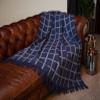 SAOL Irish Merino Wool Throw Blanket - Washable Knit Blanket Made in Ireland 75" by 57" - Oxford Blue view 4